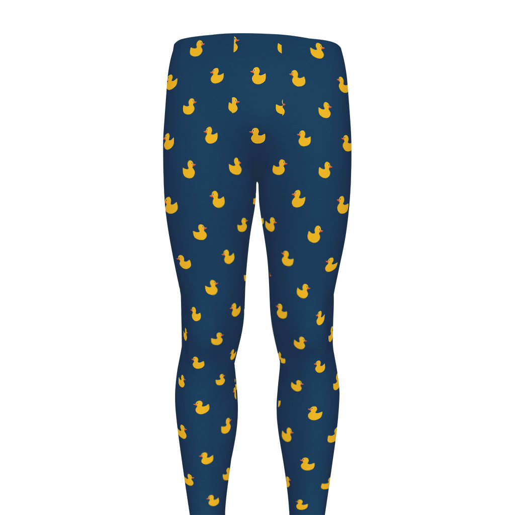 Yellow Duck Pattern Print Men's leggings