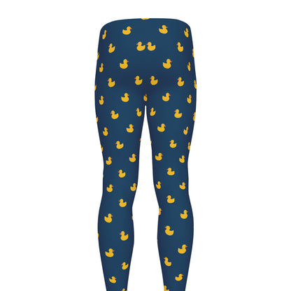 Yellow Duck Pattern Print Men's leggings