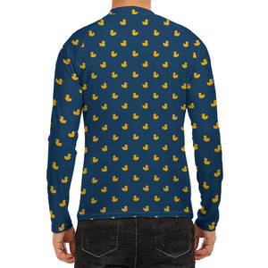 Yellow Duck Pattern Print Men's Long Sleeve Rash Guard