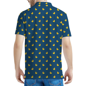 Yellow Duck Pattern Print Men's Polo Shirt