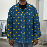 Yellow Duck Pattern Print Men's Shirt Jacket