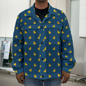 Yellow Duck Pattern Print Men's Shirt Jacket