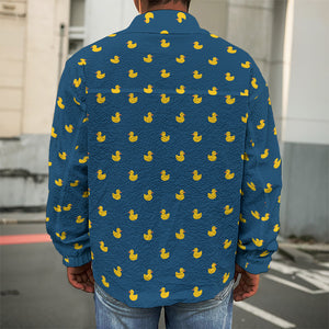 Yellow Duck Pattern Print Men's Shirt Jacket