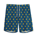 Yellow Duck Pattern Print Men's Athletic Shorts