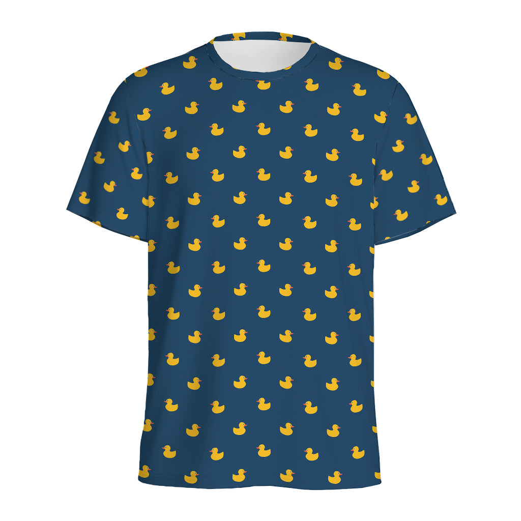 Yellow Duck Pattern Print Men's Sports T-Shirt