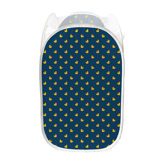 Yellow Duck Pattern Print Mesh Laundry Hamper