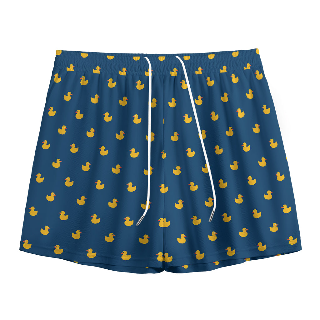 Yellow Duck Pattern Print Mesh Shorts