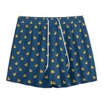 Yellow Duck Pattern Print Mesh Shorts