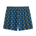 Yellow Duck Pattern Print Mesh Shorts