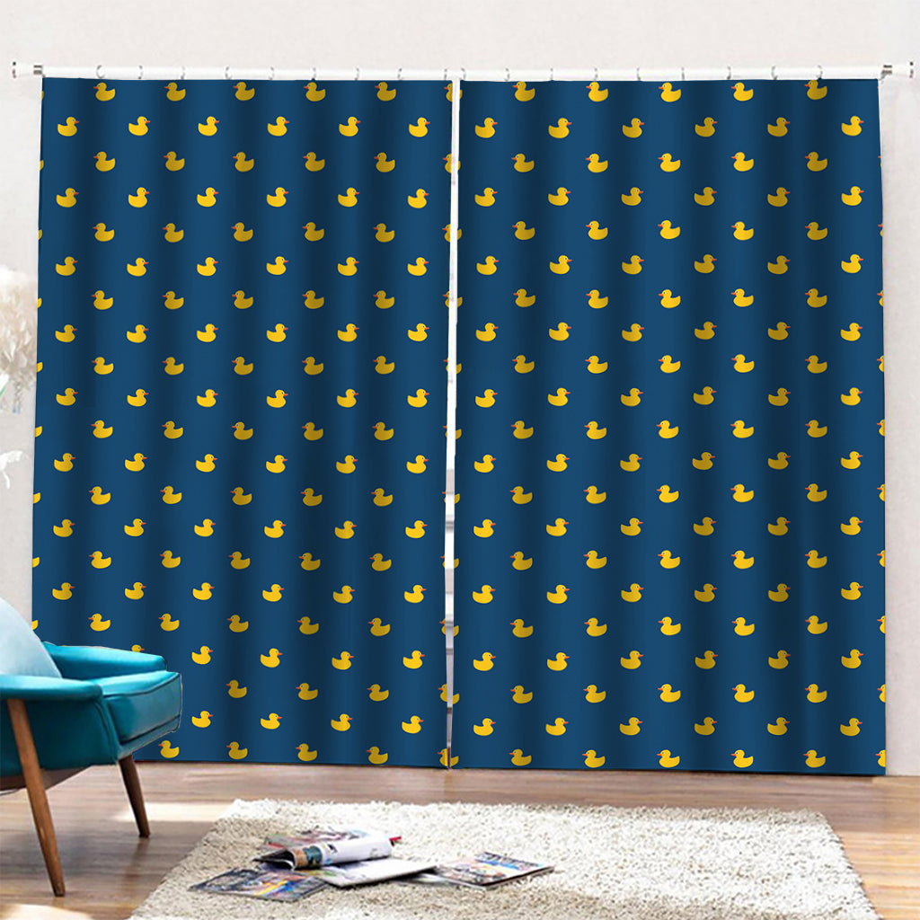 Yellow Duck Pattern Print Pencil Pleat Curtains