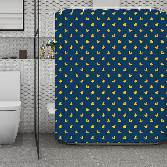 Yellow Duck Pattern Print Polyester Shower Curtain