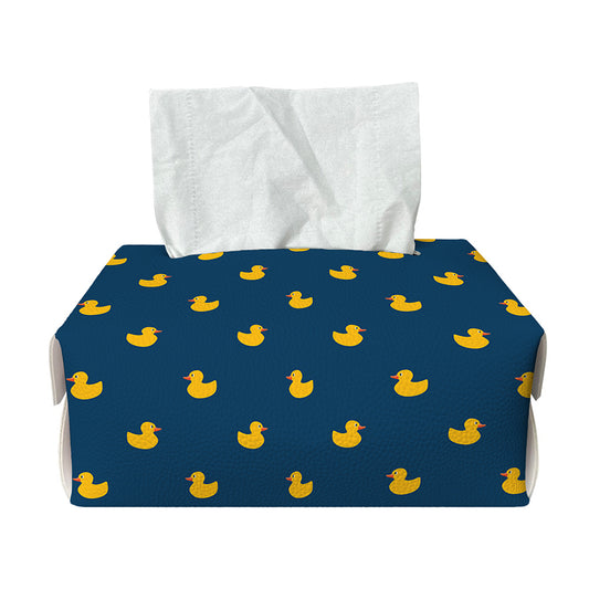 Yellow Duck Pattern Print Rectangle Tissue Box Cover