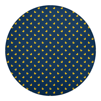 Yellow Duck Pattern Print Round Blanket
