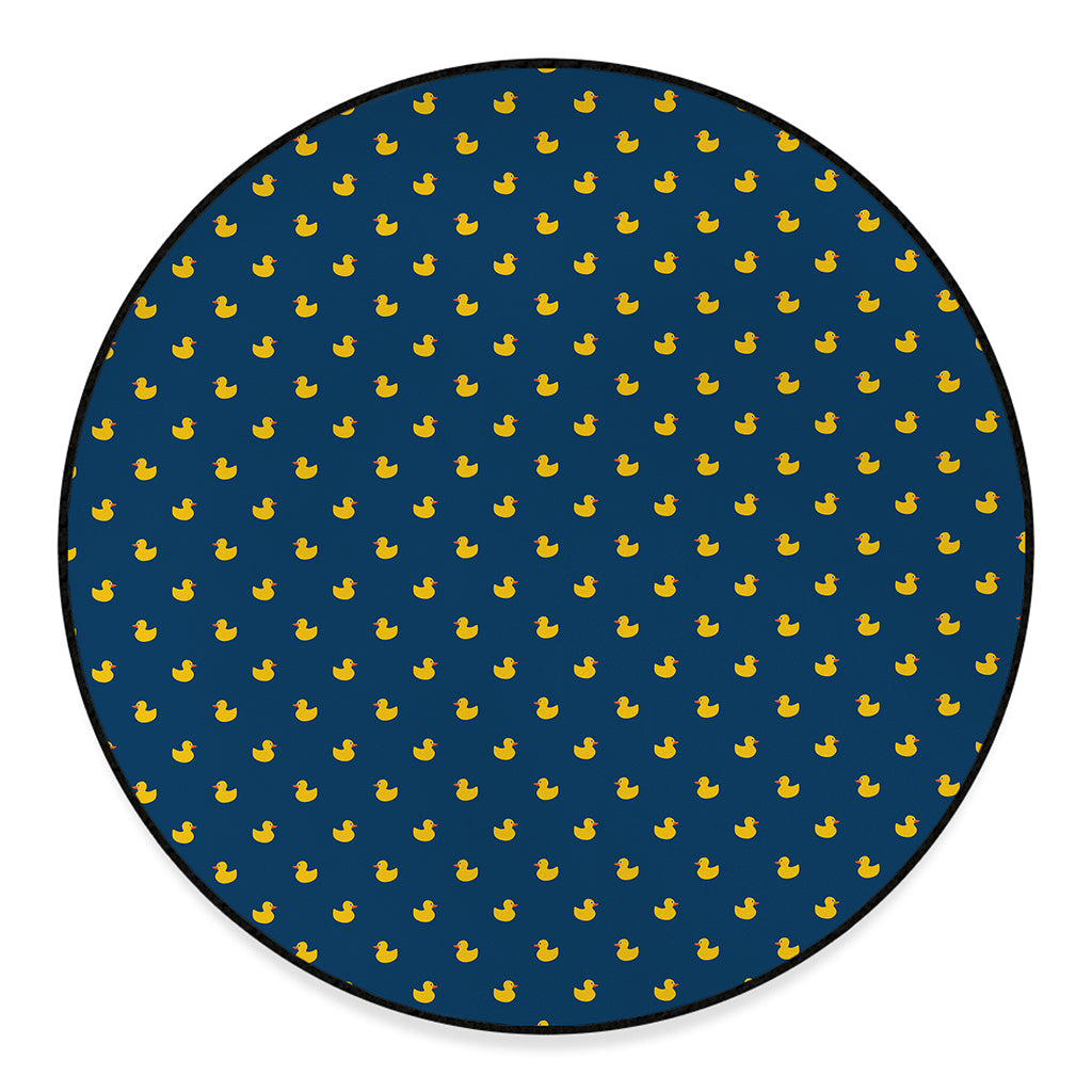 Yellow Duck Pattern Print Round Floor Mat