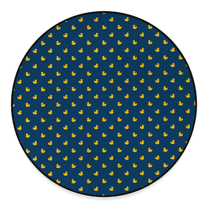 Yellow Duck Pattern Print Round Floor Mat