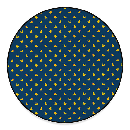 Yellow Duck Pattern Print Round Floor Mat