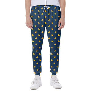 Yellow Duck Pattern Print Scuba Joggers