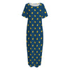 Yellow Duck Pattern Print Short Sleeve Long Nightdress