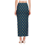 Yellow Duck Pattern Print Side Slit Maxi Skirt