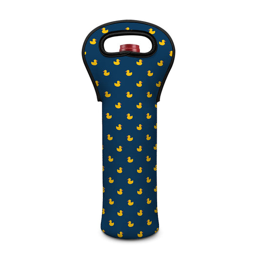 Yellow Duck Pattern Print Single Neoprene Wine Tote