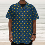 Yellow Duck Pattern Print Textured Short Sleeve Shirt