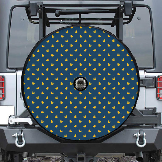 Yellow Duck Pattern Print Tire Cover With Camera Hole