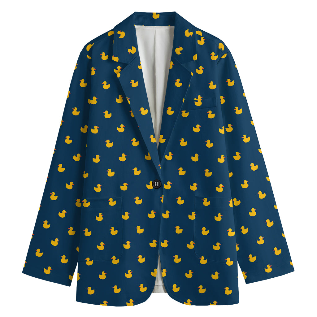 Yellow Duck Pattern Print Women's Blazer