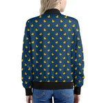 Yellow Duck Pattern Print Women's Bomber Jacket