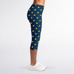 Yellow Duck Pattern Print Women's Capri Leggings