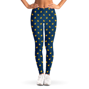 Yellow Duck Pattern Print Women's Leggings