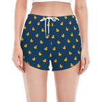 Yellow Duck Pattern Print Women's Split Running Shorts