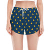 Yellow Duck Pattern Print Women's Split Running Shorts