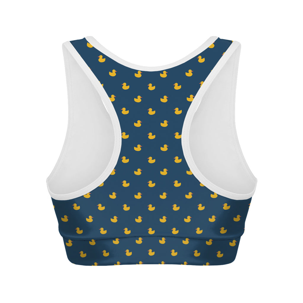 Yellow Duck Pattern Print Women's Sports Bra