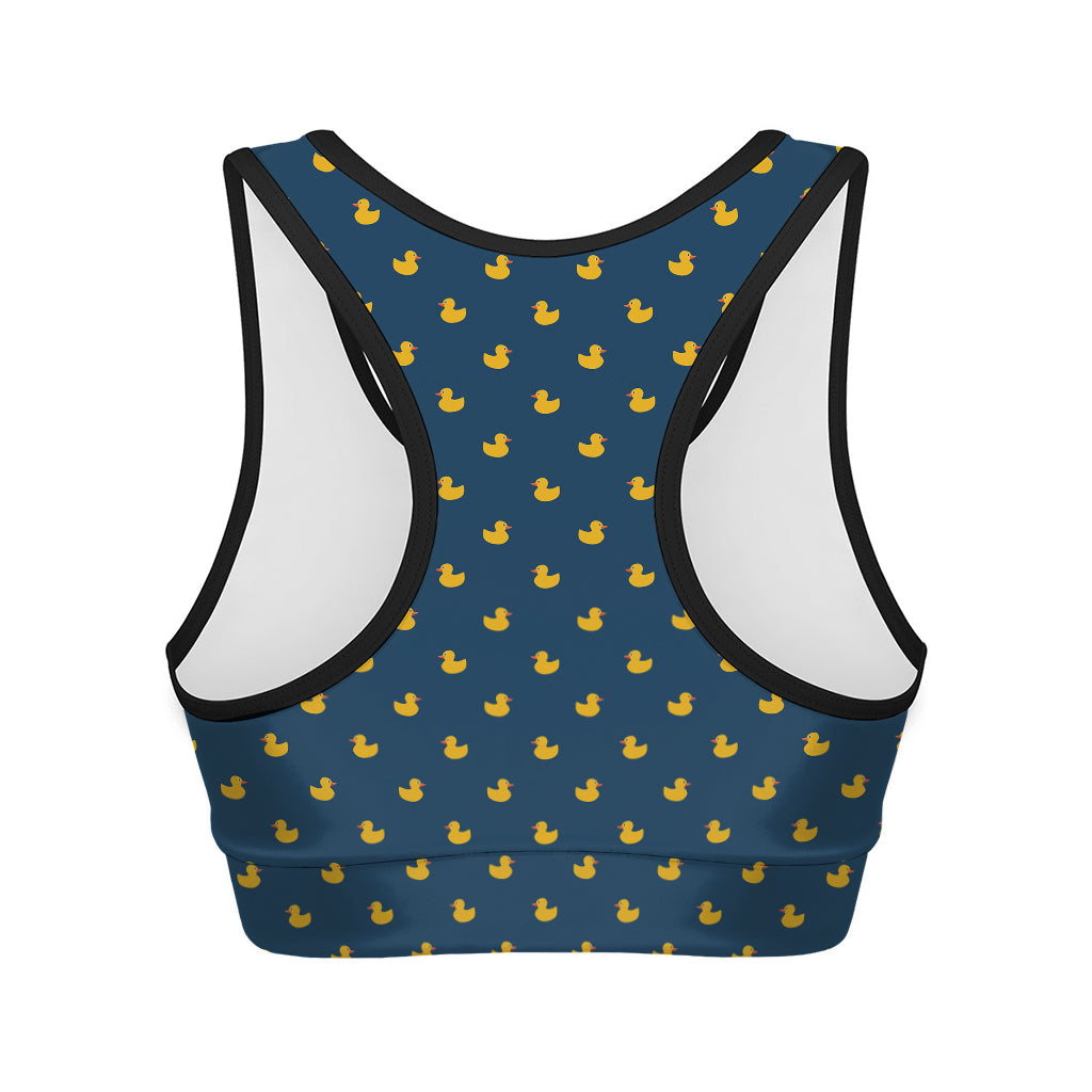 Yellow Duck Pattern Print Women's Sports Bra