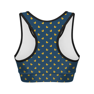 Yellow Duck Pattern Print Women's Sports Bra