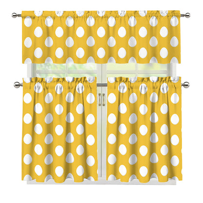 Yellow Eggs Pattern Print 3 Piece Kitchen Curtains