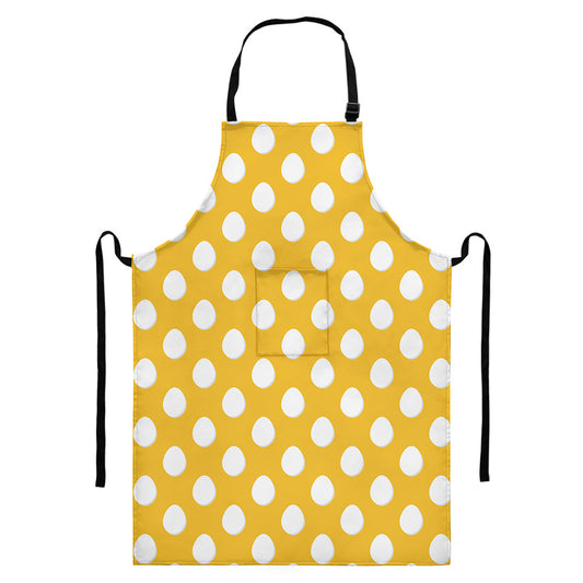 Yellow Eggs Pattern Print Bib Apron With Pocket