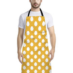 Yellow Eggs Pattern Print Bib Apron With Pocket