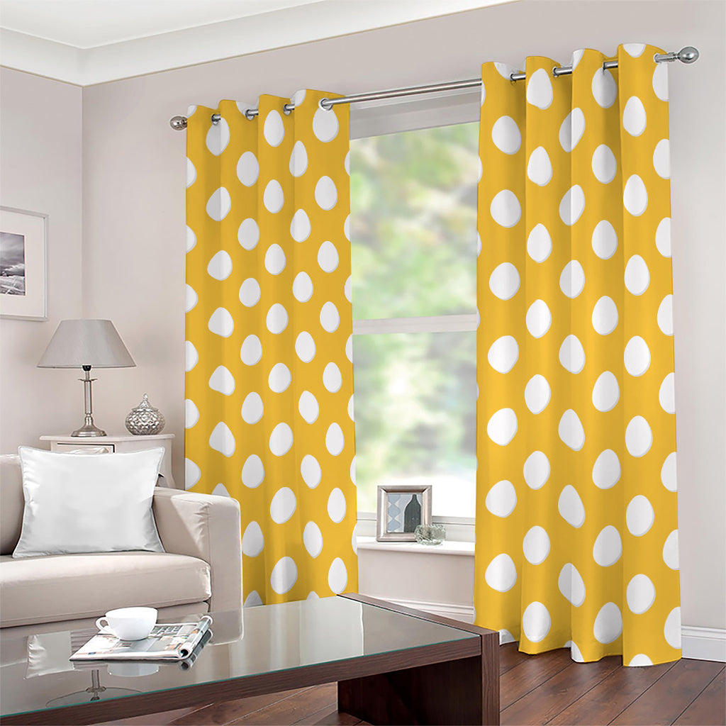 Yellow Eggs Pattern Print Blackout Grommet Curtains