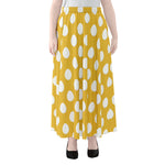Yellow Eggs Pattern Print Chiffon Maxi Skirt