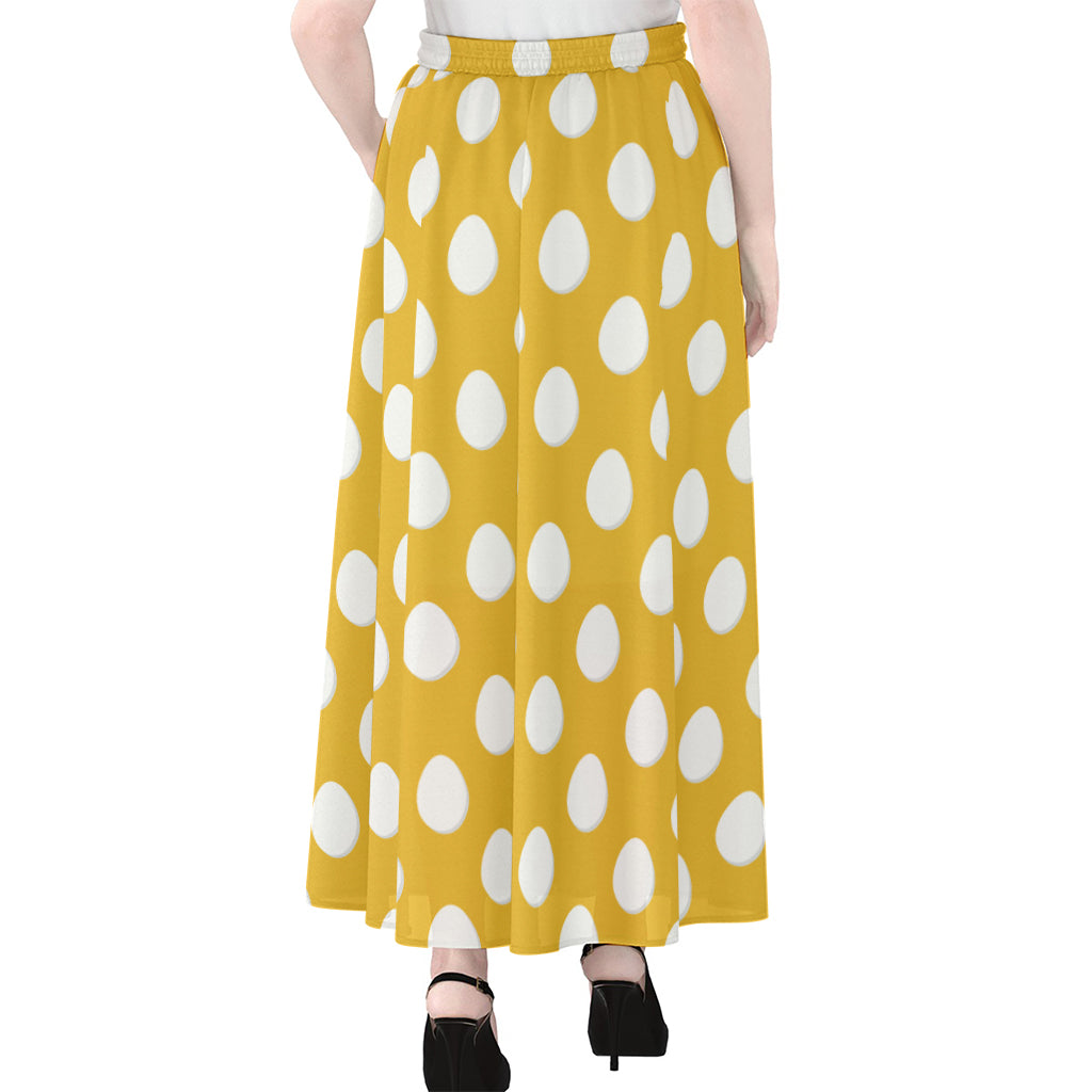 Yellow Eggs Pattern Print Chiffon Maxi Skirt