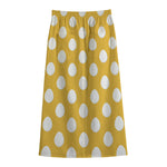Yellow Eggs Pattern Print Cotton Front Slit Maxi Skirt