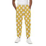Yellow Eggs Pattern Print Cotton Pants