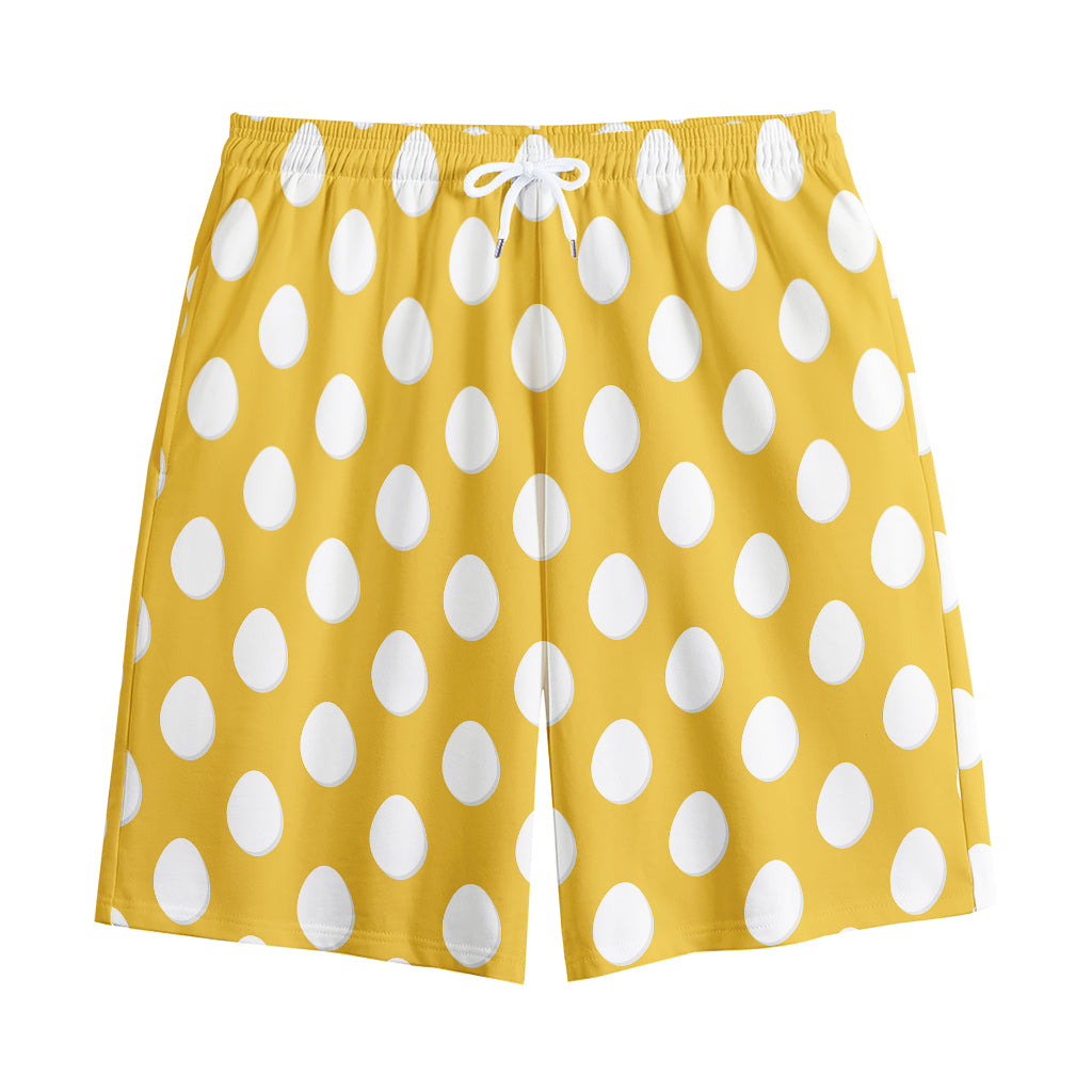Yellow Eggs Pattern Print Cotton Shorts