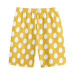 Yellow Eggs Pattern Print Cotton Shorts