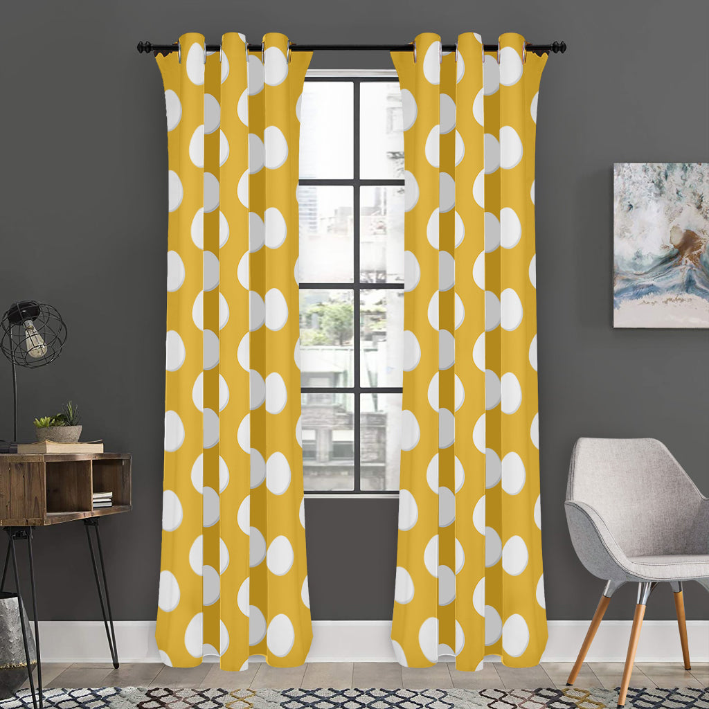 Yellow Eggs Pattern Print Curtain