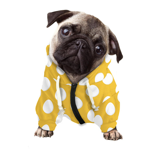 Yellow Eggs Pattern Print Dog Zip Up Hoodie