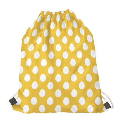 Yellow Eggs Pattern Print Drawstring Bag