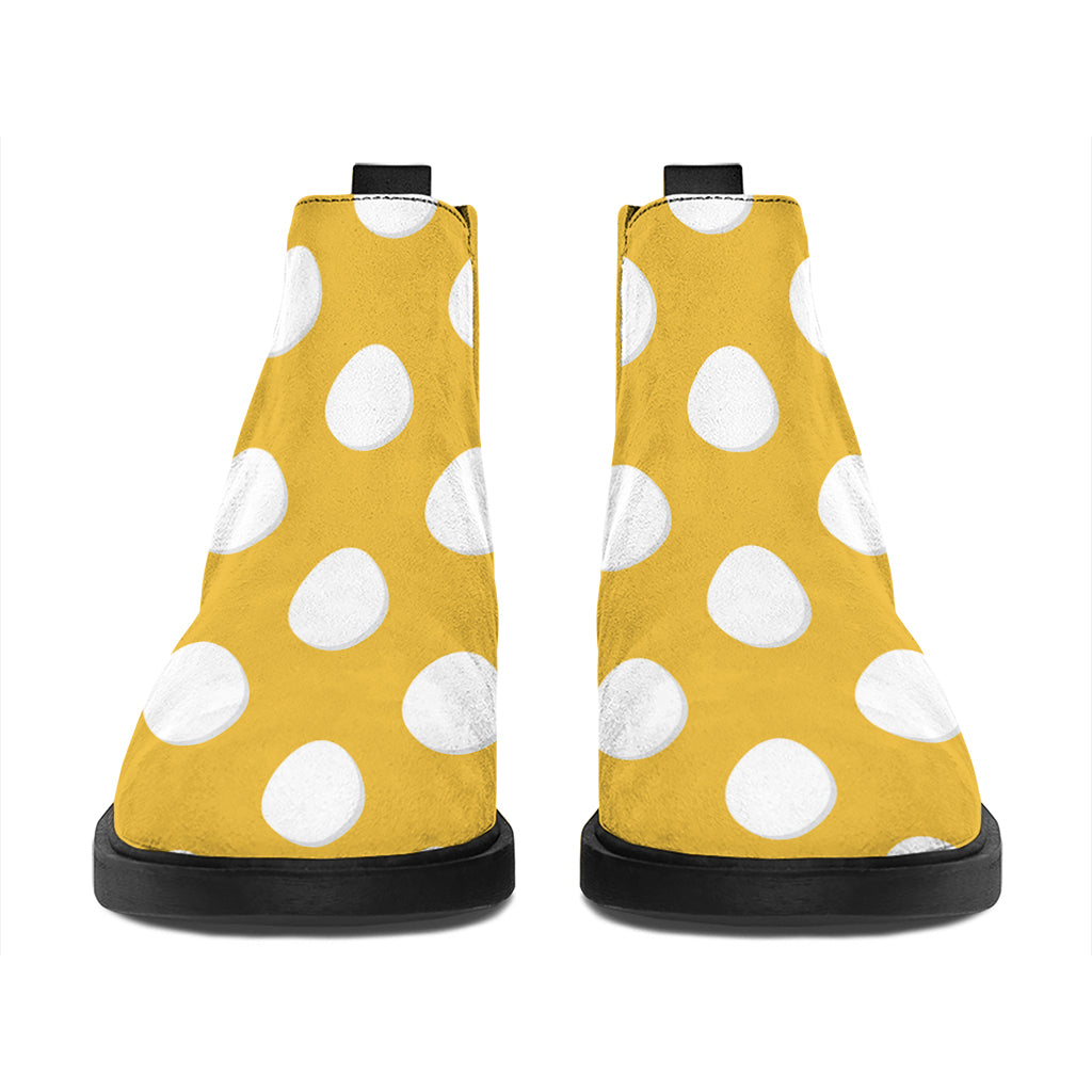 Yellow Eggs Pattern Print Flat Ankle Boots