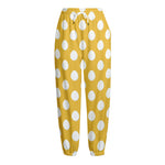 Yellow Eggs Pattern Print Fleece Lined Knit Pants